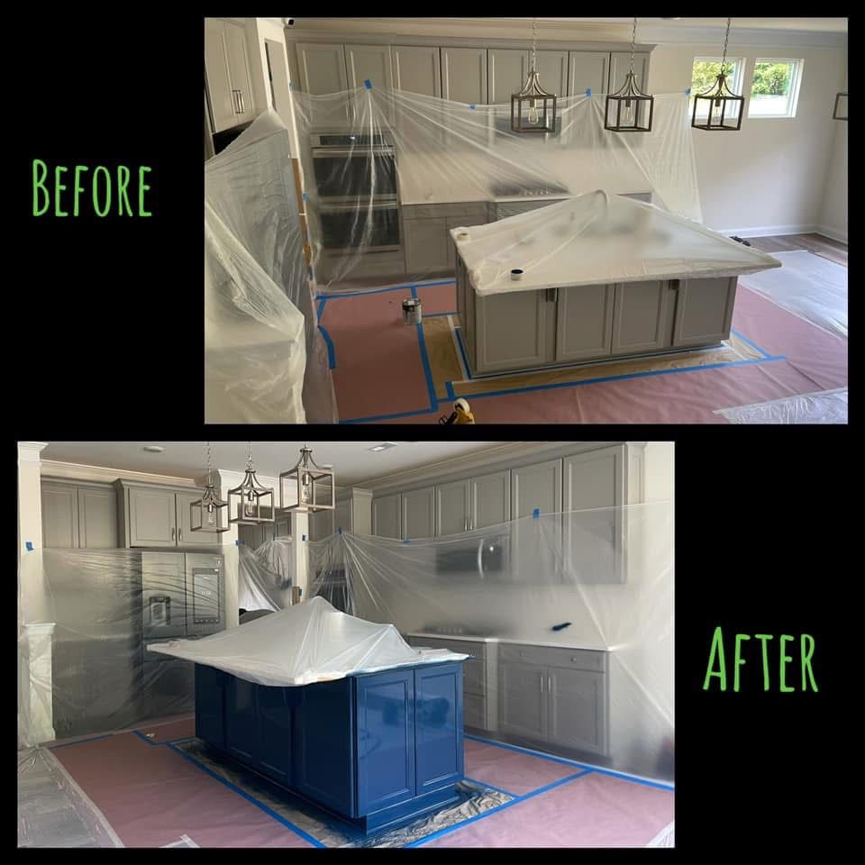 Kitchen cabinet spray painting